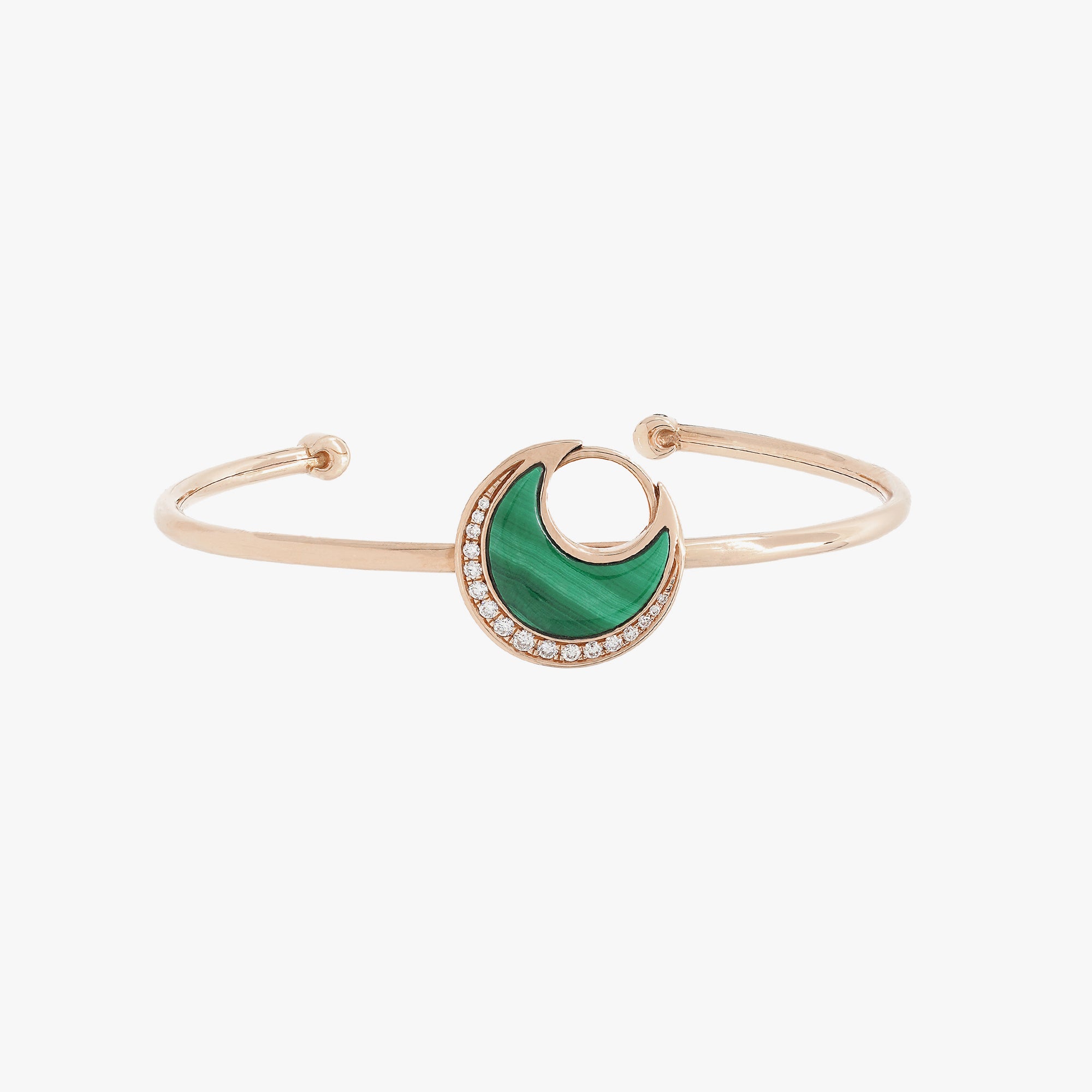 Al Hilal bangle in rose gold with malachite stone and diamonds