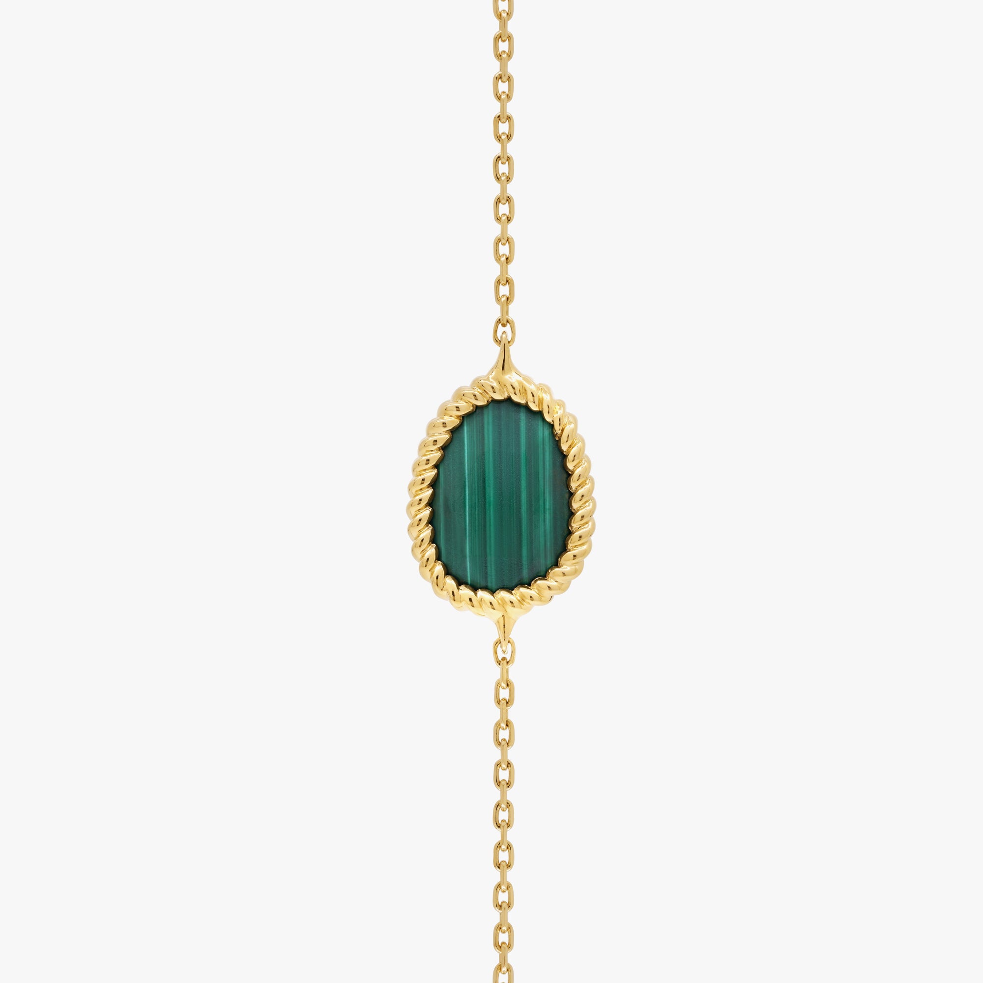 Nina Mariner Long Necklace In 18 Karat Yellow Gold With Natural White Diamonds And Malachite Stones