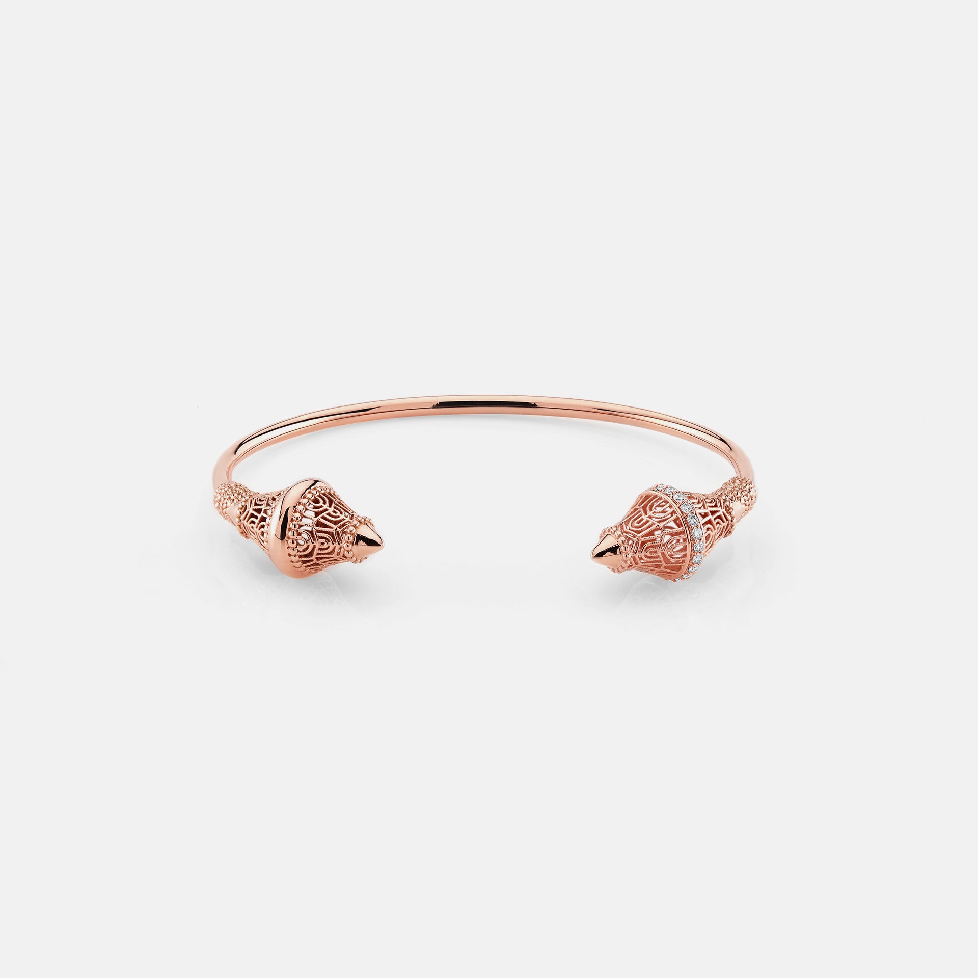 Al Merriyah rosegold edition. 18k Polished finish bangle with diamonds - Al Zain Jewellery