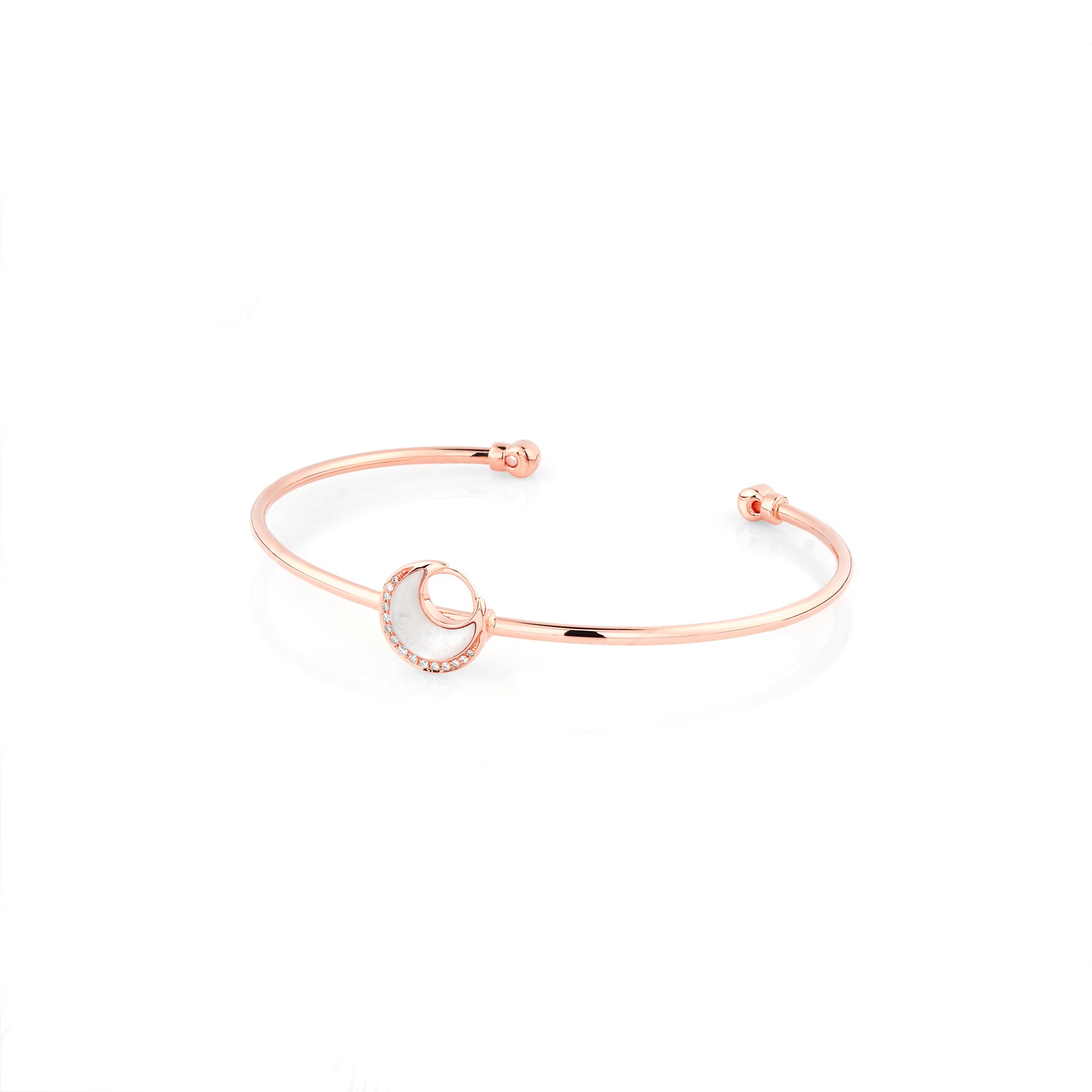 Al Hilal bangle in rose gold with mother of pearl stone and diamonds