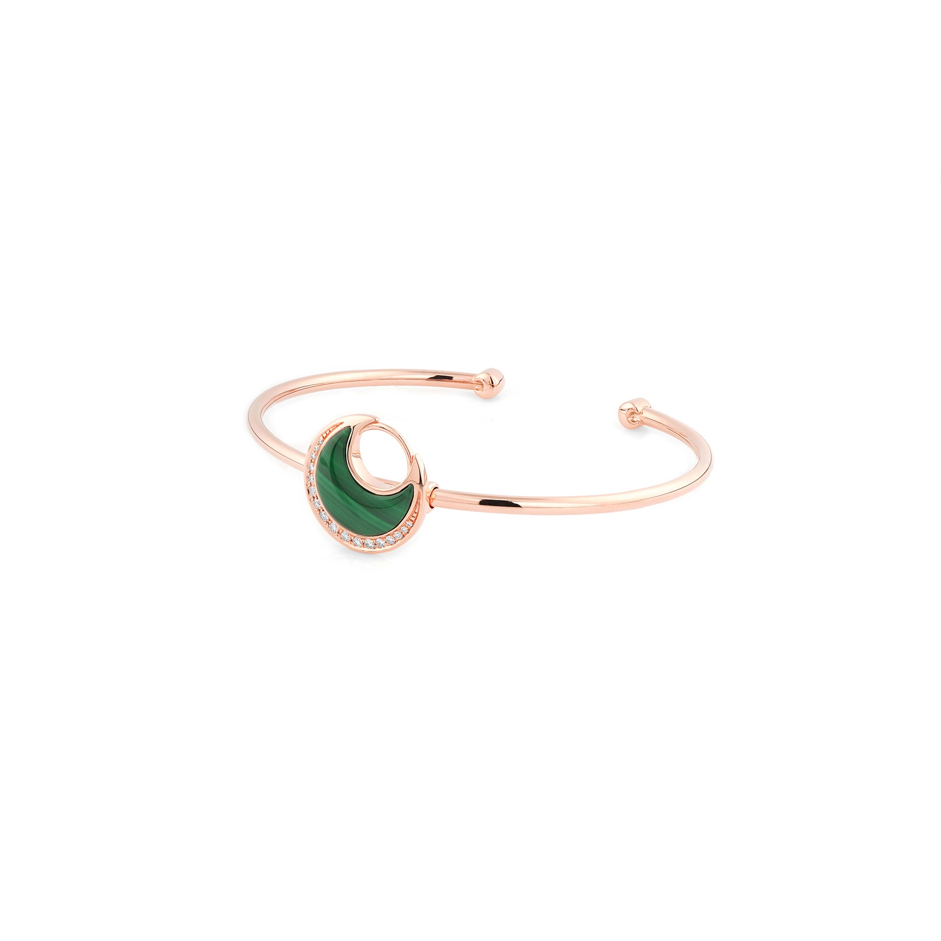 Al Hilal bangle in rose gold with malachite stone and diamonds