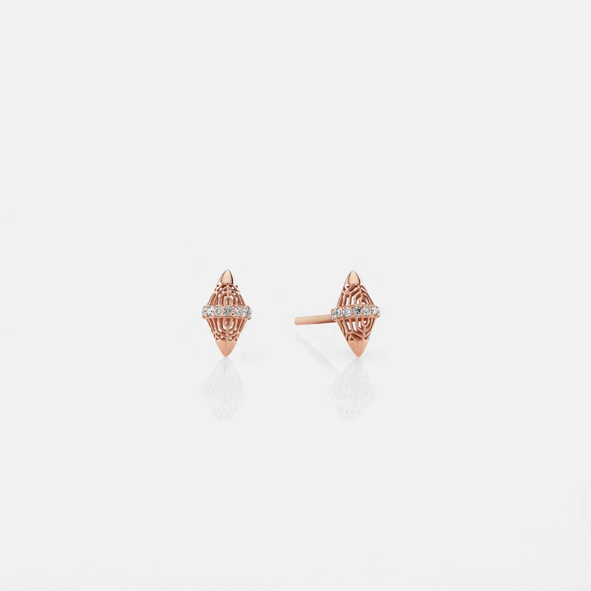 Al Merriyah rosegold edition. 18k Polished finish earrings with diamonds - Al Zain Jewellery