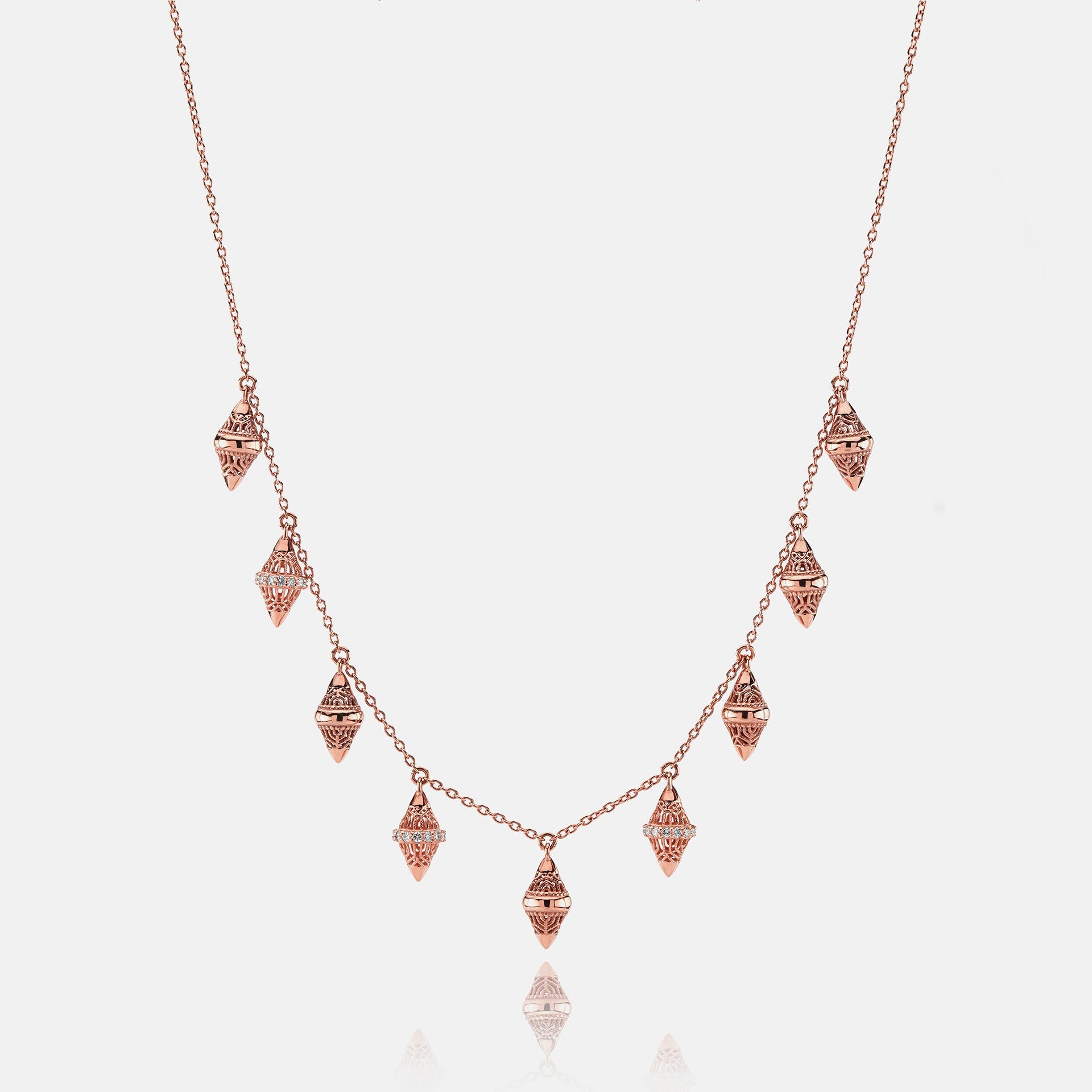 Al Merriyah rosegold edition. 18k Polished finish choker with diamonds - Al Zain Jewellery