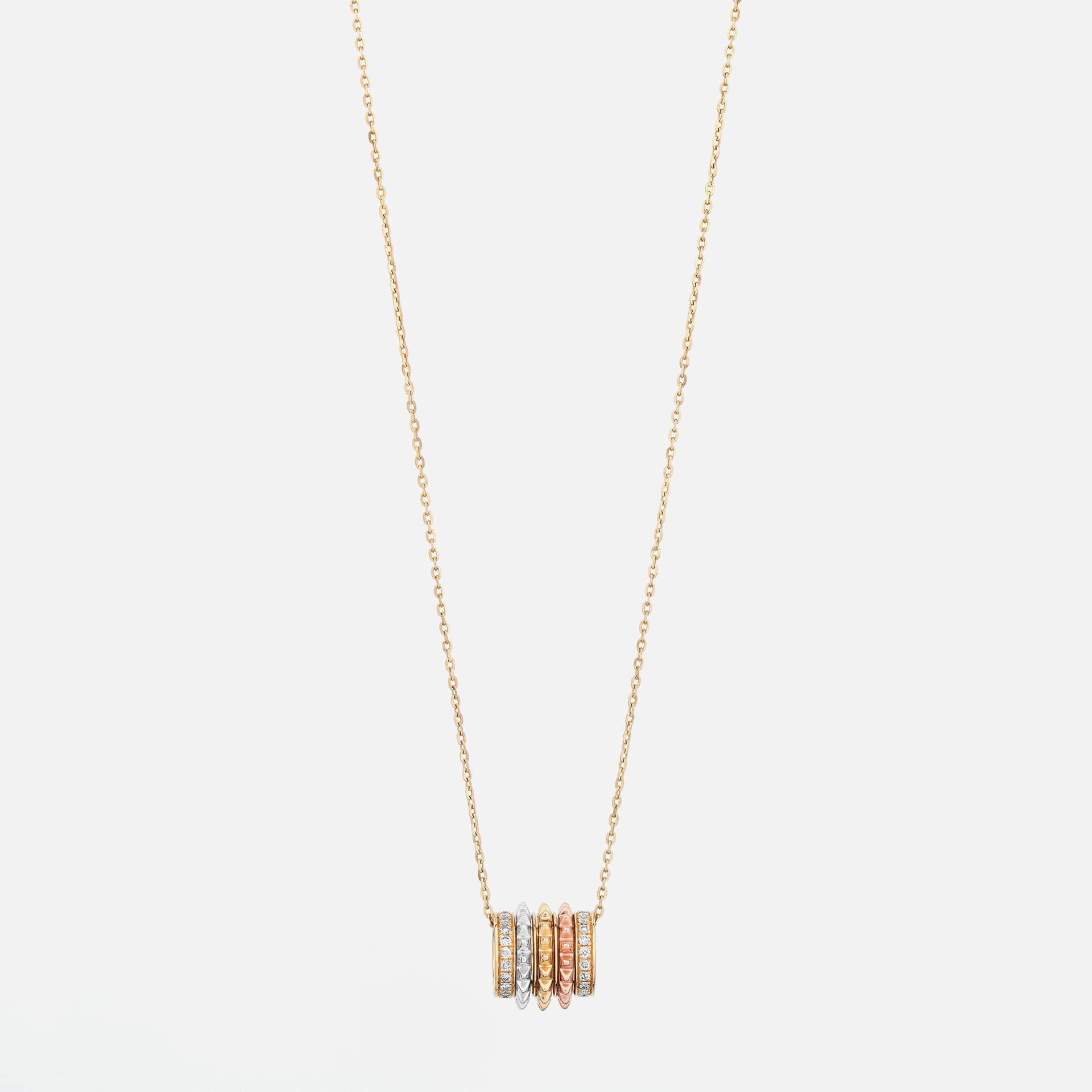 18k Hab El Hayl Evolution Necklace in Tri-Color with Diamonds - Al Zain Jewellery