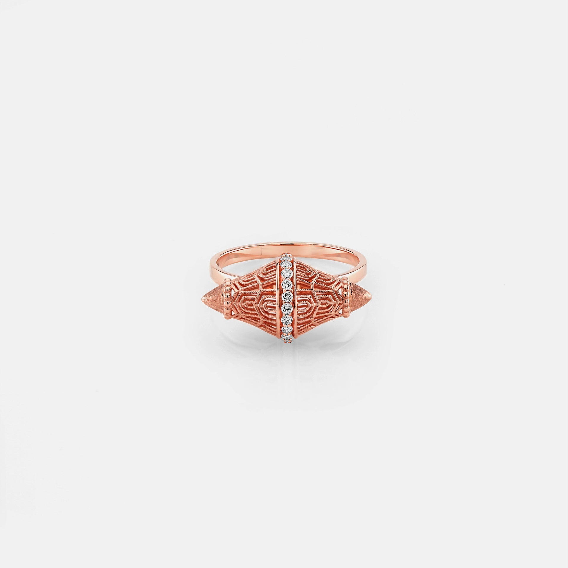 Al Merriyah rosegold edition. 18k Matte finish ring with diamonds - Al Zain Jewellery