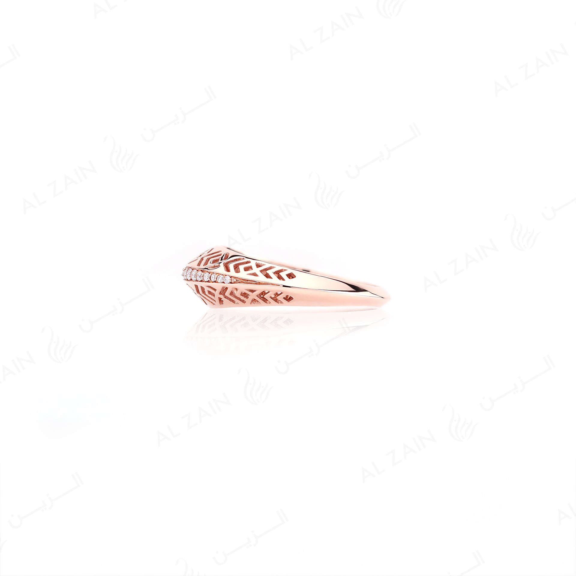 18k Al Merriyah M/5 ring in rose gold with diamonds