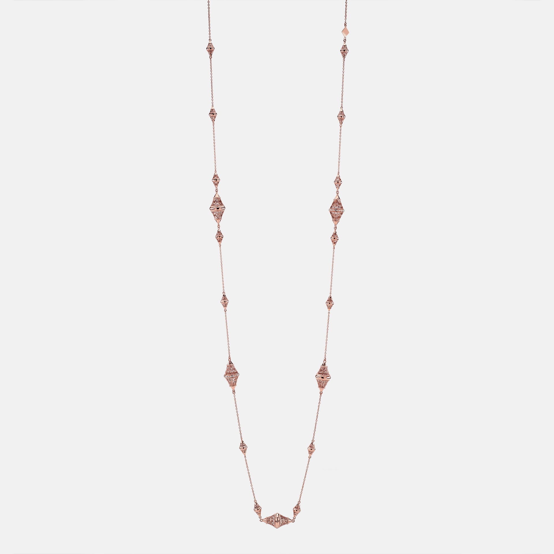 Al Merriyah rosegold edition. 18k Polished finish necklace with diamonds - Al Zain Jewellery