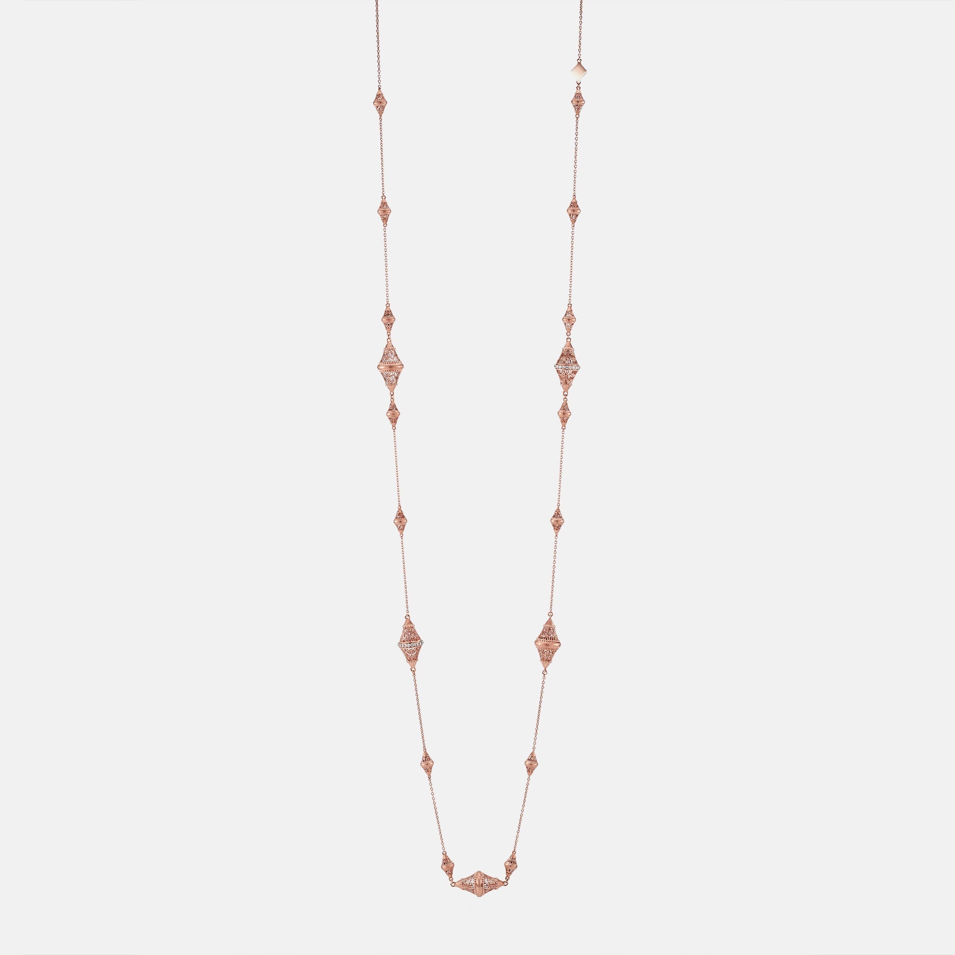 Al Merriyah in 18k rosegold edition. Matte finish necklace with diamonds - Al Zain Jewellery